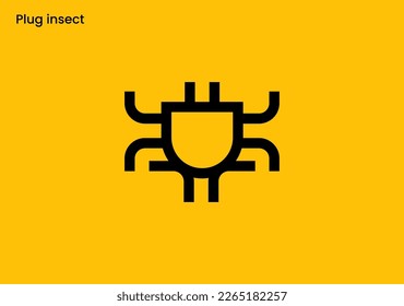 monochromatic plug logo with the insect symbol for electrical contractors or technology company
