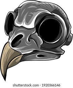 monochromatic Realistic red bird skull. vector Illustration for designer on a white background.