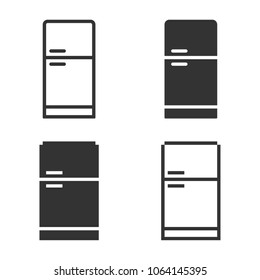 Monochromatic refrigerator icon in different variants: line, solid, pixel, etc.