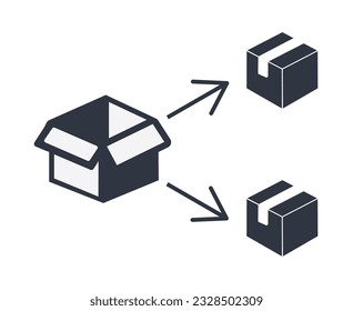 Monochromatic Repackaging Symbol. Concept of packaging symbols.
