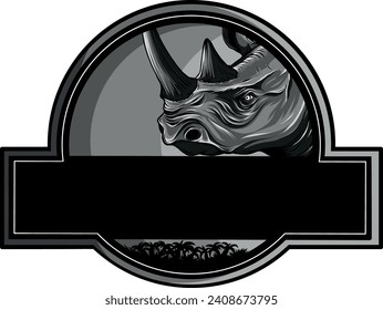 monochromatic rhino head logo icon vector illustration template
