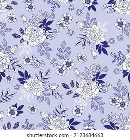 Monochromatic roses seamless pattern design