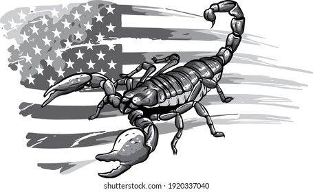 monochromatic scorpion cartoon vector illustration design art