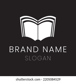 Monochromatic simple logo design of an open book with simple and modern shape
