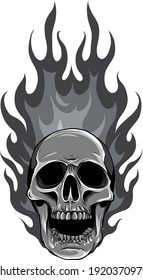 Monochromatic Skull On Fire Flames Vector Stock Vector (Royalty Free ...