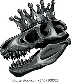 monochromatic skull of Tyrannosaurus rex with crown