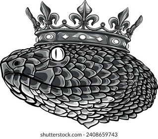 monochromatic Snake Crown template design Vector illustration Isolated