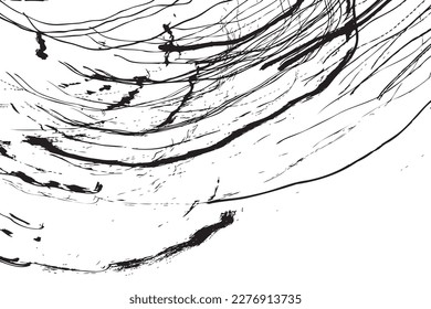 Marco monocromático parado congelante de cartón de lápiz negro y blanco dibuja líneas sobre fondo blanco. Esbozo de la línea de carbón. Vector.