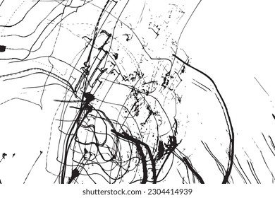 Monochromatic stop freeze frame of black and white grunge pencil doodle scribbles lines on white background. Coal line sketch. Vector.