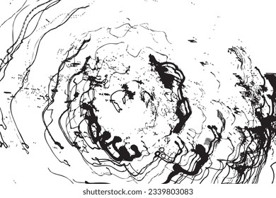 Monochromatic stop freeze frame of black and white grunge pencil doodle scribbles lines on white background. Coal line sketch. Vector.