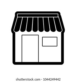 monochromatic store with awning  vector illustration