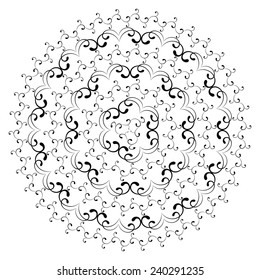 Monochromatic swirl simple round pattern texture on white. Most popular round borders. Vector illustration in black and white colors 