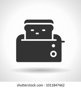 Monochromatic toaster icon with hovering effect shadow on grey gradient background. EPS 10