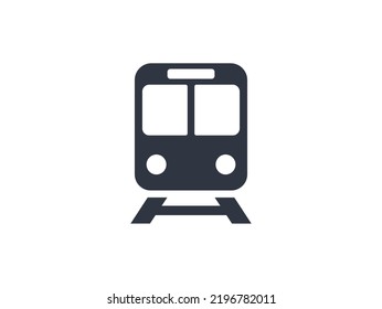 Monochromatischer Zug mit Gleissymbol-Vektorgrafik.
