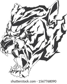 Monochromatic vector illustration with tiger head