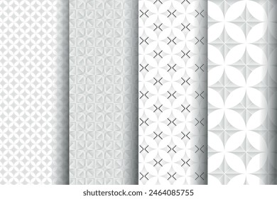 monochromatic white seamless vector pattern set texture background