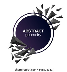 Monochrome 3d shapes abstract geometric composition and circle copy space