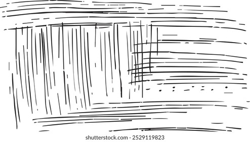 is a monochrome abstract artwork consisting of various black lines drawn on a white background creating an intricate geometric pattern.
