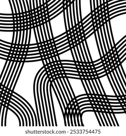 Fondo abstracto monocromo arte de línea ondulada en blanco y negro para la decoración