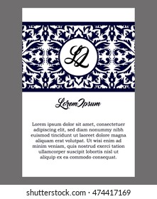 Monochrome abstract background for design your text. Card design template. Can be used for invitation, menu, ottoman, card design, for pillow design, banners, signs and others.