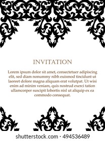 Monochrome abstract background for design your text. Card design template. Can be used for invitation, menu, ottoman, card design, for pillow design, banners, signs and others.