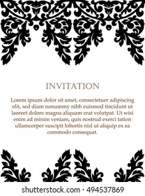 Monochrome abstract background for design your text. Card design template. Can be used for invitation, menu, ottoman, card design, for pillow design, banners, signs and others.