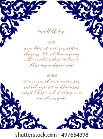 Monochrome abstract background for design your text. Card design template. Can be used for invitation, menu, ottoman, card design, for pillow design, banners, signs and others.