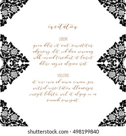 Monochrome abstract background for design your text. Card design template. Can be used for invitation, menu, ottoman, card design, for pillow design, banners, signs and others.