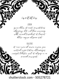 Monochrome abstract background for design your text. Card design template. Can be used for invitation, menu, ottoman, card design, for pillow design, banners, signs and others.