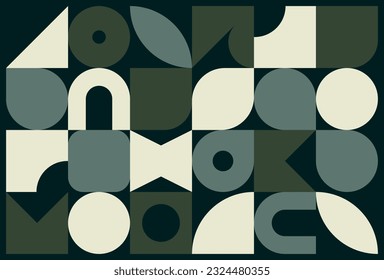 Monochrome abstract background, with geometric and basic shapes, influenced by Swiss style