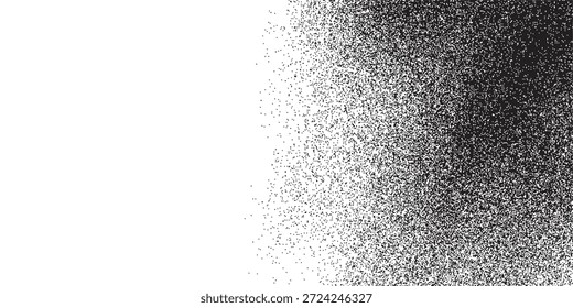 Um fundo abstrato monocromático com um gradiente de partículas finas, em transição do preto denso para o branco puro.