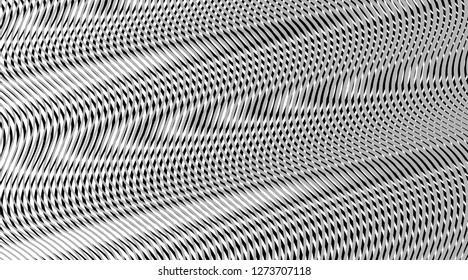 Monochrome abstract background with linear illusions of moire effect. Can be used as design of books, websites, accessories for phones and tablet. For title, image for blog. Vector illustration