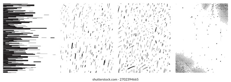 Fondo Abstractas monocromo con líneas de lluvia de texturas de semitonos y Elementos de Diseño gráfico para proyectos creativos