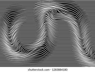 Monochrome abstract background with parallel horizontal lines. Striped texture. Vector illustration