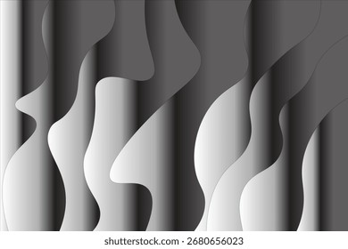 Plano De Fundo Monocromático Abstrato Com Ondas De Gradiente Preto E Branco Suaves. Perfeito Para Pôsteres, Arte Digital, Branding, Papéis De Parede, Apresentações E Projetos Modernos De Design Abstrato Minimalista.