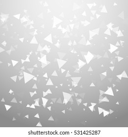 Monochrome abstract background with triangles. Shades of gray. Falling figures.