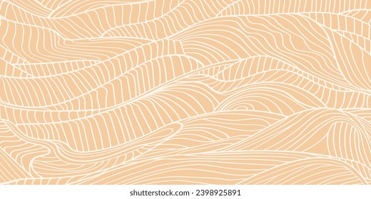 Monochrome abstract background with waves - hand drawn vector illustration. Flat color design.