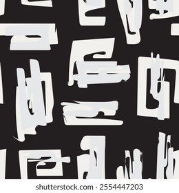 Monochrome Abstract Brush strokes pattern design for fashion textiles, graphics and crafts