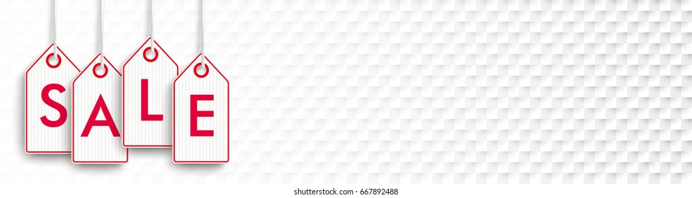 Monochrome abstract checkered paper background with price stickers and text Sale. Eps 10 vector file.