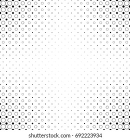 Monochrome abstract circle pattern background - black and white geometric halftone vector from dots and circles