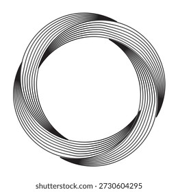 Un patrón circular abstracto monocromo con un sentido de movimiento y profundidad creado por líneas en capas.