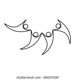 monochrome abstract contour of family unity vector illustration