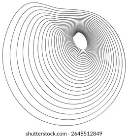 Monochrome Abstract Contour Line Vector Illustration