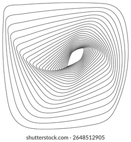 Monochrome Abstract Contour Line Vector Illustration