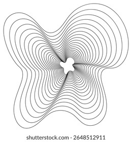 Monochrome Abstract Contour Line Vector Illustration