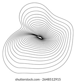 Monochrome Abstract Contour Line Vector Illustration