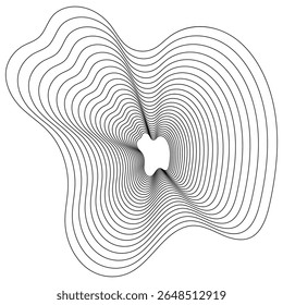 Monochrome Abstract Contour Line Vector Illustration