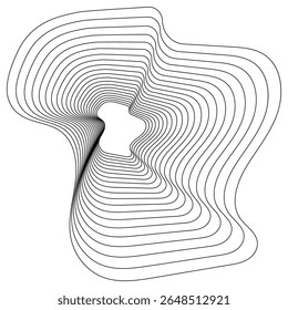 Monochrome Abstract Contour Line Vector Illustration