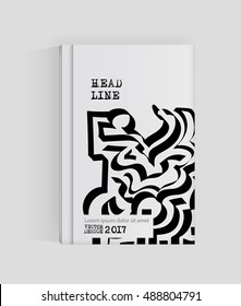 Monochrome abstract design. Strip paint on brochure, Graffiti element isolated on white. Calligraphic banner paints. Liquid ink. Background for  card, poster, identity,web design.
