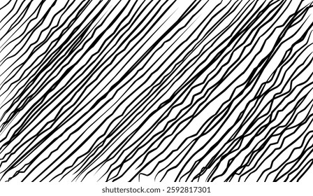 Monochrome Abstract, Dynamic Arrangement of Diagonal Lines in Black and White Creating a Rhythmic Pattern and Modern Graphic Texture for Visual Impact